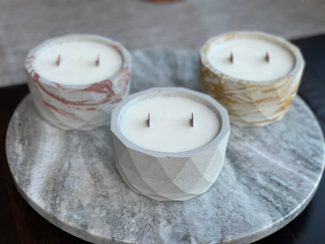 Double Wick Geo Bowls  ~ 100% Soy Candles