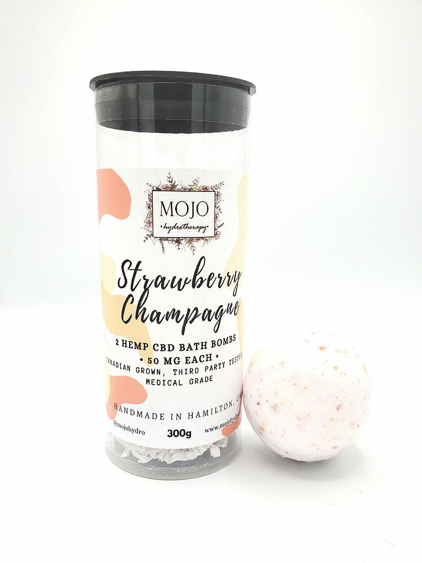 Strawberry Champagne CBD Bath Bomb Duo ~ by Mojo Hydrotherapy